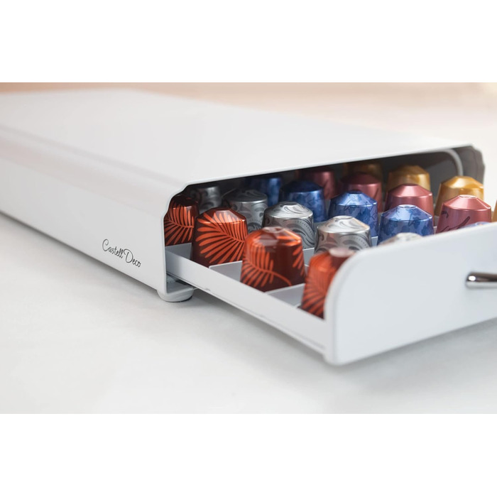 Організатор для капсул Nespresso, ящик, метал, 50 капсул, для зберігання капсул кави (білий) Blanco