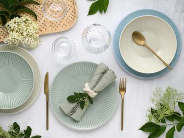 CreaTable Серія Valencia Pastell: 12-ти частинний сервіз для 6 осіб з порцеляни, Made in Europe (кремовий, блакитний, зелений)