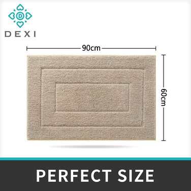 Килимок для ванної DEXI нековзний м'який килимок для ванної Водопоглинаючий килимок для ванної можна прати в пральній машині Килимки для ванної кімнати для душу, ванни і туалету- (60 х 90 см, бежевий)