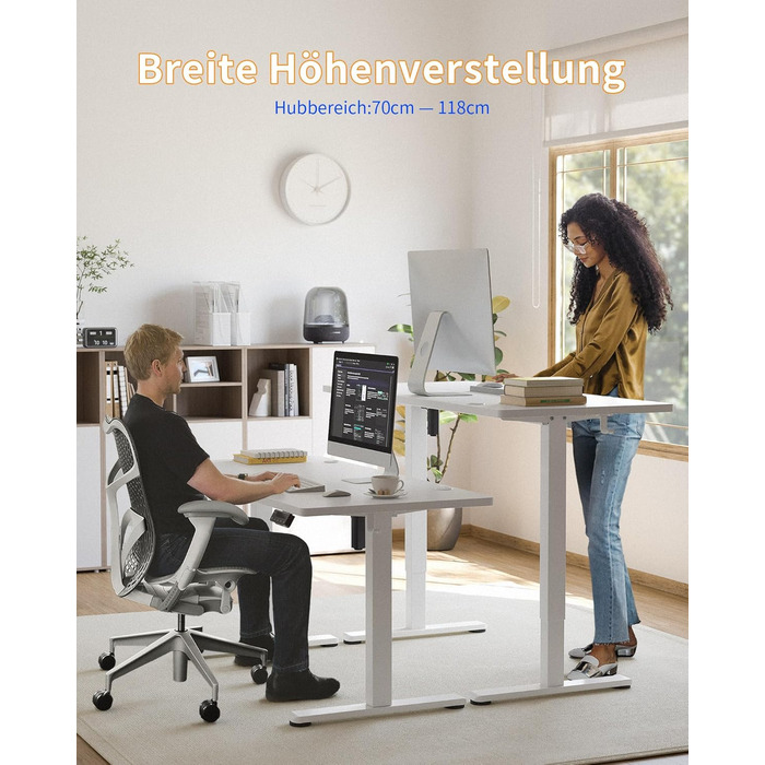 Електричний регульований стіл YIHAYO 140x60 см з пам'яттю, білий, для дому та офісу