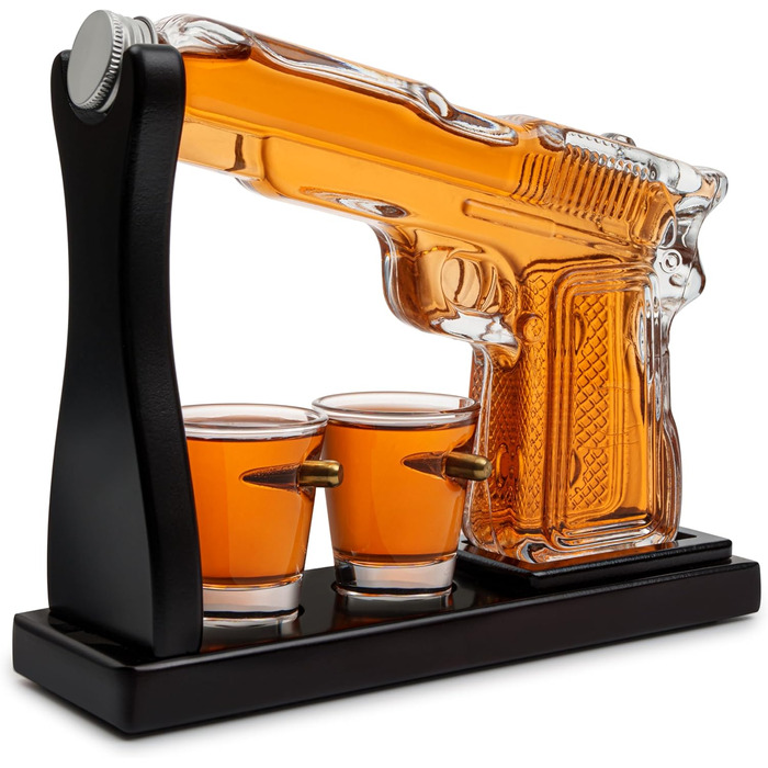 Набір для віскі: карафа, пістолет-карафа, гвинтівка-карафа, скляний набір для віскі чорного кольору