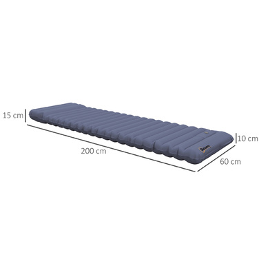 Водовідштовхувальний повітряний матрац Outsunny Camping Sleeping Mattress з сумкою для перенесення ножного насоса синій до 80 кг для активного відпочинку