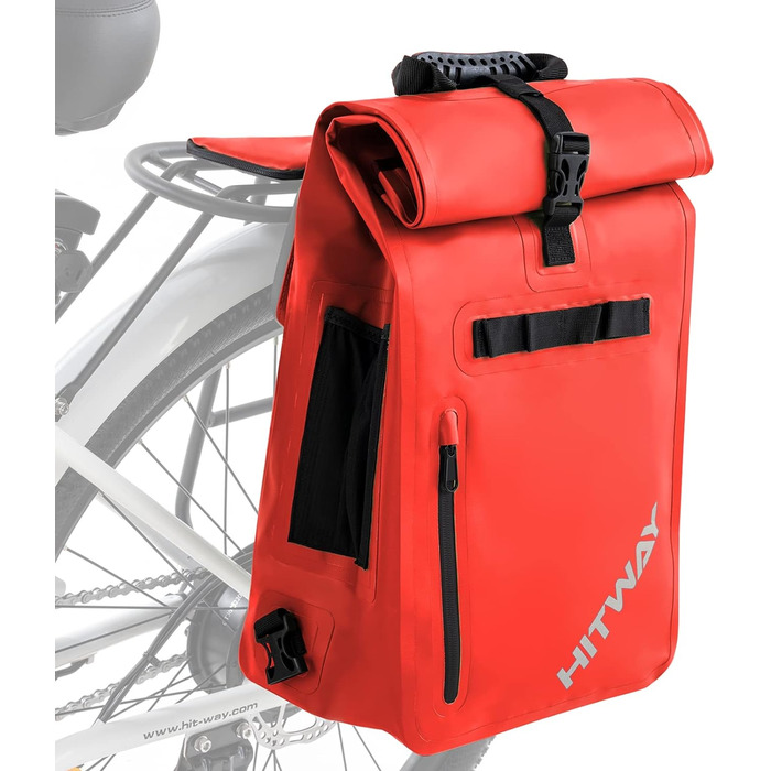 В1 Pannier-29L-Підходить як сумка через плече - Сумка-багажник -Рюкзаки для велопрогулянок -100 водонепроникність - Світловідбиваючі панелі 3M L Червоний, 3