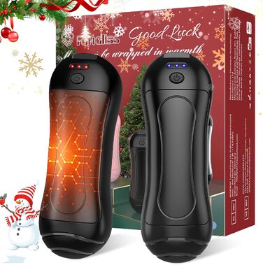 Електричний грілка для рук FANDLISS 6000 mAh, 2 шт. - багаторазовий, з USB зарядкою, для кемпінгу, на відкритий простір, на подарунок, чорний