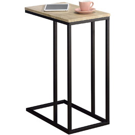Бічний стіл IDIMEX Debora, практичний стіл для вітальні С-подібної форми, красива стільниця журнального столика прямокутної форми в елегантному диванному столику з металевим каркасом (чорний/дуб сонома)