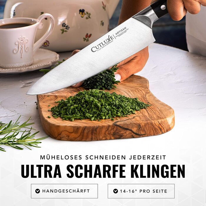 Ніж кухарський Cutluxe 20 см – кухонний ніж з німецької сталі, серія Artisan