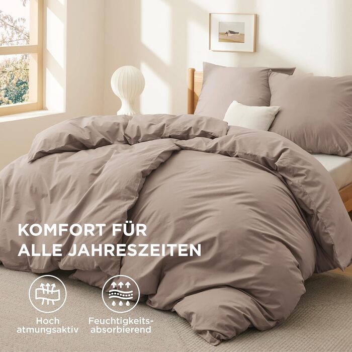 BEDSURE Комплект постільної білизни 135x200, бавовна, 4 частини - комплект постільної білизни, 2 наволочки 80x80 см, Oeko-Tex, Salbei (Хакі)