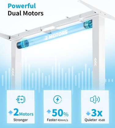 Електричний регульований стіл MAIDeSITe T2 Pro Plus (Чорний, Сірий) з 2 моторами, 3 ступені регулювання та пам'ять