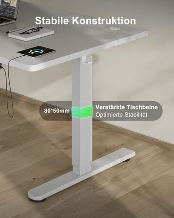 Електричний стіл Devoko 200x80 см з USB-C, білий. Регулювання висоти, комп'ютерний стіл з органайзером для кабелів