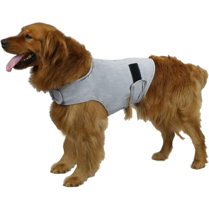 Зручна собача шуба з каттамао для зняття занепокоєння, заспокійливий жилет, сорочка Доннер, куртка для собак S, M, L, XL (велика (1 комплект), світло-сірого кольору)