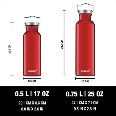 Алюмінієва пляшка для пиття - оригінал - кліматично нейтральний сертифікований - підходить для газованих напоїв - герметичний - легкий, як пір'їнка - без бісфенолу А - 0,5 л / 0,75 л (червоний, 0,75 л)