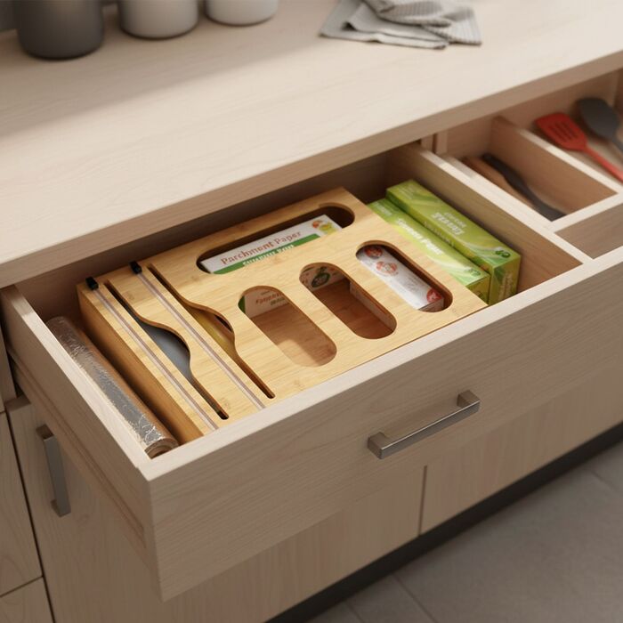 Диспенсер для харчової плівки Relaxdays 6 в 1 з бамбука