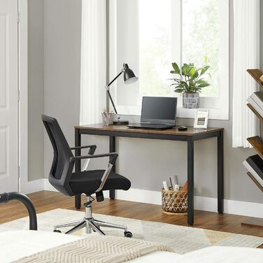 Письмовий стіл, комп'ютерний стіл, домашній офіс, офіс, кабінет, вітальня, стійка, компактна, легка збірка, промисловий дизайн, LWD40 шт. (вінтажний коричневий, 120 x 60 x 75 см)