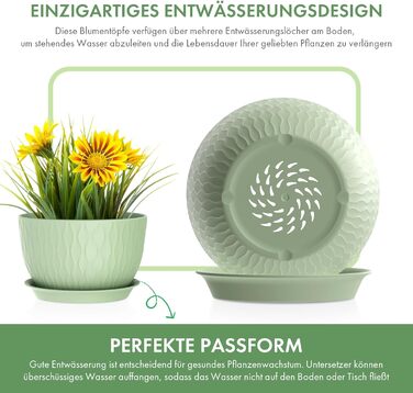 Набір горщиків для квітів з автополивом, 3 шт. (30/25/22 см, світло-зелений)