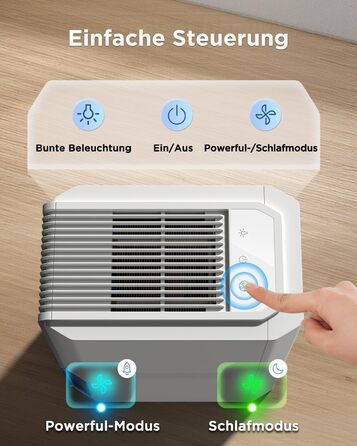 EasyAcc Електричний осушувач повітря 2000 мл, 1.3 л/день, для приміщень до 30 м², захист від цвілі та вологи, 270° циркуляція повітря, ефективне осушення при температурі нижче 15°C, для підвалу, ванної кімнати, шафи, кремово-білий