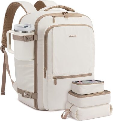 LOVEVOOK Рюкзак для ручної поклажі, 40L, для подорожей, чоловічий/жіночий, для ноутбука 17 дюймів, водонепроникний, рюкзак-валіза, для вихідних, роботи, відпустки, бежевий (бежевий+хакі)