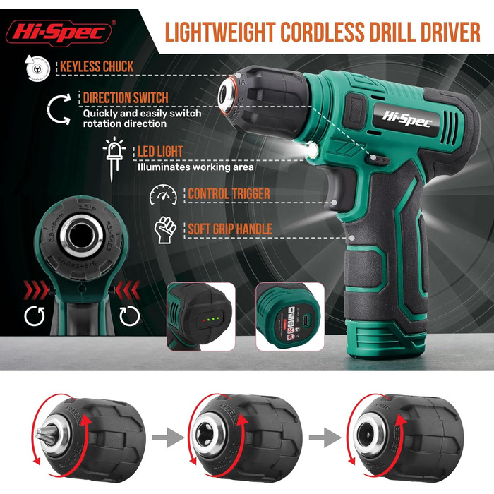 Набір інструментів Hi-Spec 110 предметів, зелений, компактний, для дому та офісу, базовий набір для ремонту в кейсі