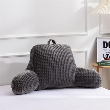 Крісло-мішок для читання Holawakaka для дорослих з підлокітниками та спинкою, велике сіре, для відпочинку та роботи за ноутбуком