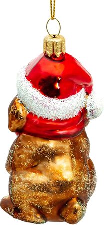 Кролик в капелюсі Санта-Клауса, ялинкові прикраси, скляна фігурка, підвіска для різдвяної ялинки-преміум-лінія, варіант (коричневий), 711