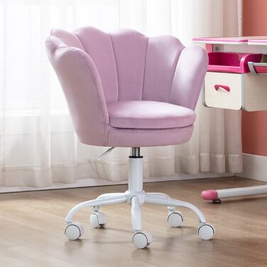 Дитячий стіл для письма Kinder Schreibtischstuhl - регульований, поворотний, з м'якою оббивкою з велюру, квітка, для дівчаток, фіолетовий