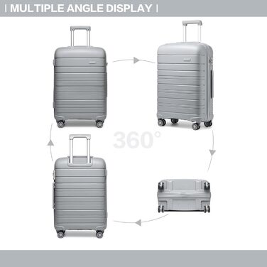 Валіза KONO з TSA-замком та 4 обертовими колесами, набір валіз 3 шт. (білий, сірий)