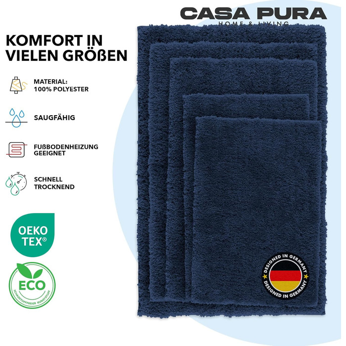 М'який килимок для ванної кімнати Casa Pura Sky Soft 80x150 см, Marineblau (морський блакитний)