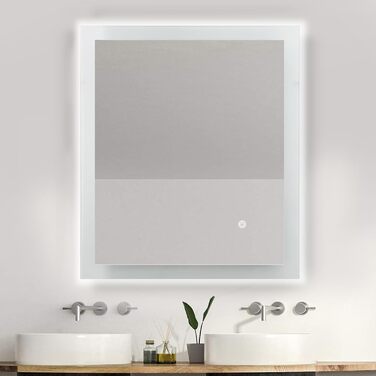 Дзеркало для ванної кімнати з підсвічуванням | LED дзеркало | IP54 вологостійке | Сенсорне керування | Настінне дзеркало (70x50 см)