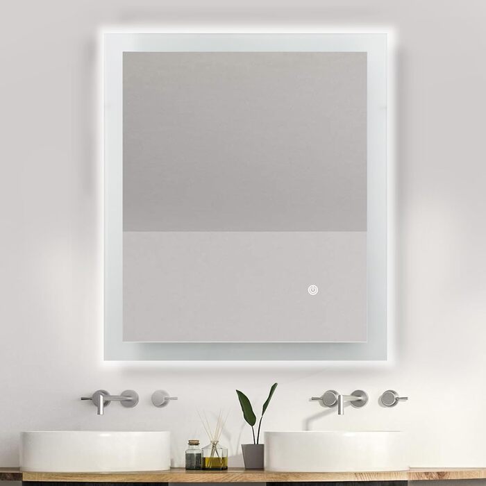 Дзеркало для ванної кімнати з підсвічуванням | LED дзеркало | IP54 вологостійке | Сенсорне керування | Настінне дзеркало (70x50 см)