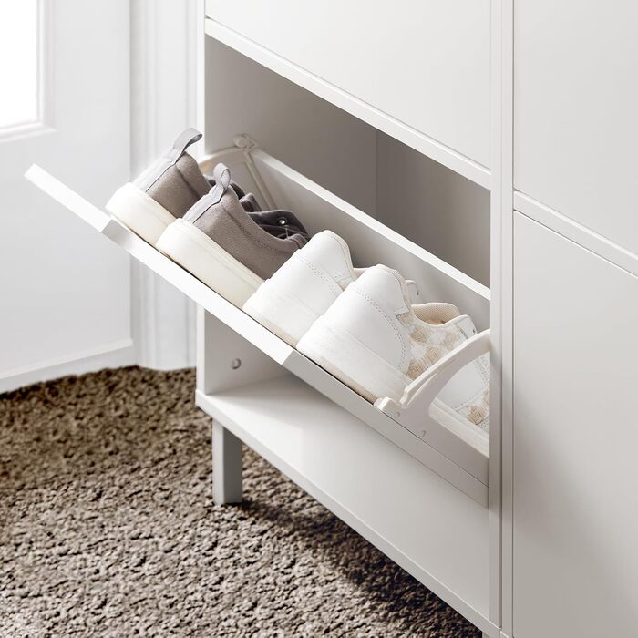 Взуттєва шафа SoBuy вузька з 3 дверцятами, компактна, біла, 50x129x19 см (FSR151-H-W)