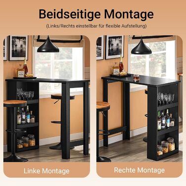 Стільниця-барний стіл SoBuy з 3 полицями, 112x106x57 см, чорний. Підходить для кухні, вітальні, офісу. Модель FWT17-II-SCH
