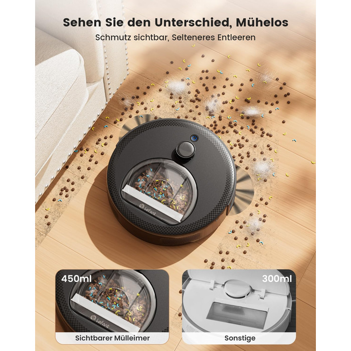 Робот-пилосос LEFANT M330 Pro з функцією миття, 5000Pa, лазерна навігація, уникнення перешкод PSD, керування через додаток та голосове керування