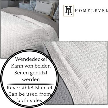 Ковдра для ліжка HOMELEVEL 200x220 см біло-сіра