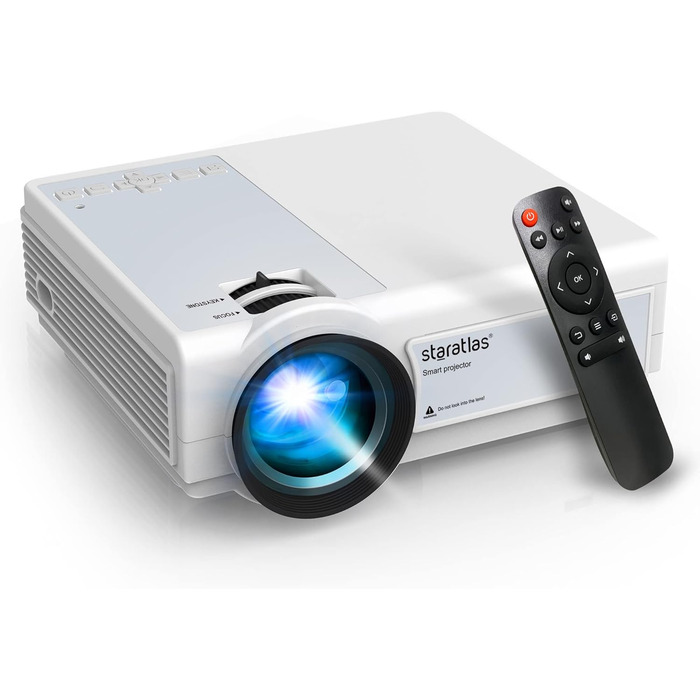 Проектор Staratlas Beamer 5G WiFi Bluetooth Full HD 12000 Lumen, Native 1080P 4K, для домашнього кінотеатру, сумісний з iOS/Android/Fire Stick/HDMI/USB/PS5, білий