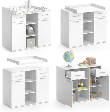 Комод-гойдалка Vicco Leonie з люлькою, білий, 113 x 100 см