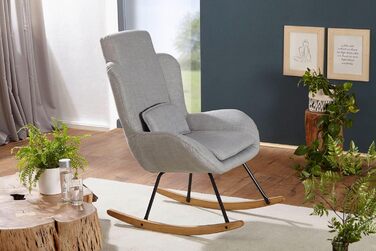 Крісло-гойдалка FineBuy Capri з тканини та дерева, сірого кольору, 75 x 110 x 88,5 см