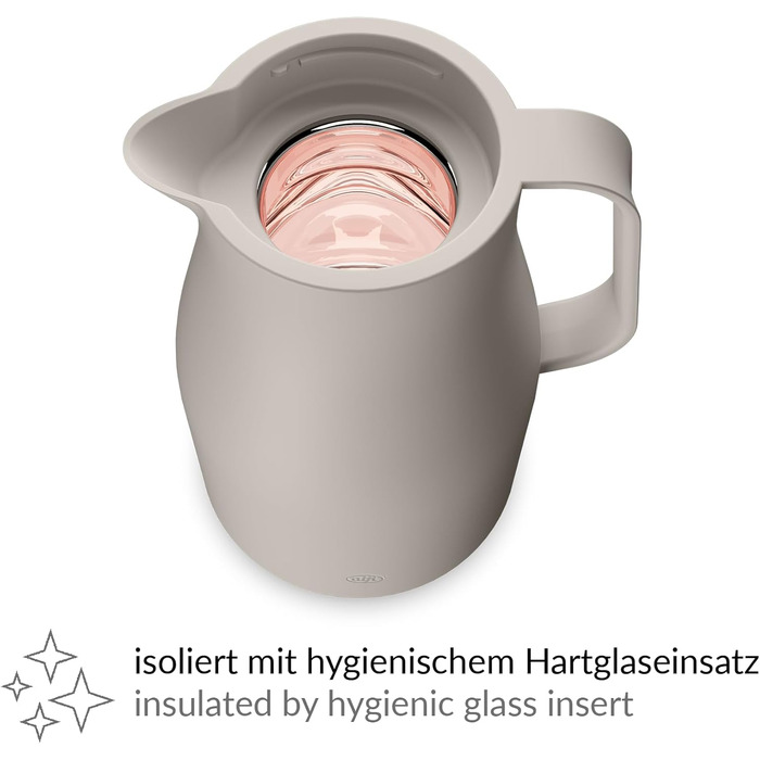 Термос Alfi ECONSCIOUS 1.0л з термоізоляційним вкладишем з біопластику, гігієнічний, з поворотним кришкою та кнопкою, для зручного наливання однією рукою, ідеальний для кави та чаю, без BPA (Oatmeal Beige)