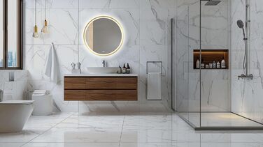 Дзеркало для ванної кімнати Home Glow LED кругле 80 см з підсвічуванням, антизапарюванням, сенсорним вимикачем та металевим каркасом, золото