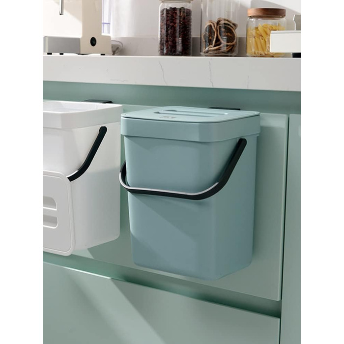 Кухонне відро для компосту пластикове відро для компосту із захистом від запаху, підвісне відро для сміття з кришкою для внутрішнього використання, для щоденного використання органічних відходів на кухні (синій)