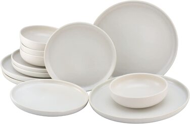 Набір посуду серії uno, набір тарілок з 12 предметів (сервіровка столових з 12 предметів, повністю біла), 22979