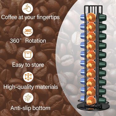 Тримач для капсул кави JIAMOEAT для Nespresso - органайзер на 40 капсул, чорний