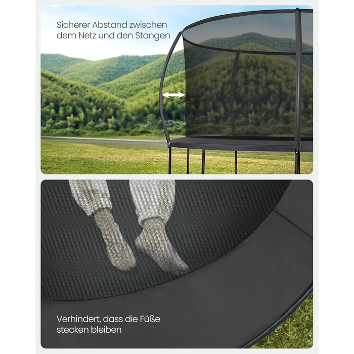 Батут SONGMICS вуличний Ø427 см з захисною сіткою, драбиною та м'якими стійками, чорний