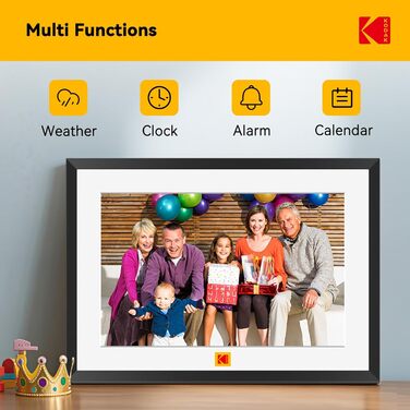 Цифровий фоторамка Kodak WiFi 10,1 дюйма, вбудований 32GB, сенсорний екран 1280x800, акумулятор 4000mAh (Чорний)