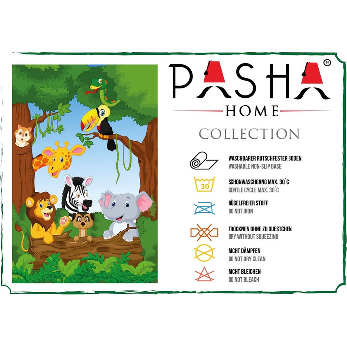 Дитячий килимок Pasha Home / автомобільний килим з поліефірного і фланелевого волокна / Килимки для дитячої кімнати, стійкі до ковзання і плям / ігровий килимок з малюнком можна прати (120x180 см, тварини)