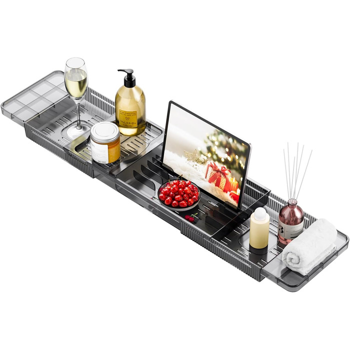 Підставка для ванни чорна, висувна, з полицею для книг, водонепроникна, аксесуари для ванної кімнати