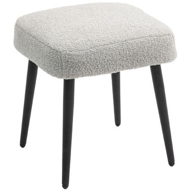 HOMCOM Footstool Квадратний табурет з кашеміровим виглядом, підставка для ніг зі сталевими ніжками, ідеально підходить для вітальні та спальні, світло-сірий