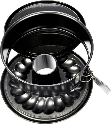 Форма для випічки Zenker 7004 Ø 26 см DELUXE, форма для випічки з емальованим плоским і трубчастим дном з листової сталі, кругла форма для випічки з дуже високим бортиком (чорний металік), кількість