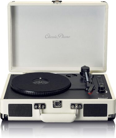 Вініловий програвач Lenco Classic Phono TT-116 з Bluetooth, 3 швидкості (33/45/78 об/хв), RCA-вихід, вбудовані стереодинаміки, вінтажний дизайн, кремовий колір