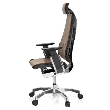 Крісло офісне GENIDIA PRO шкіряне коричневе hjh OFFICE