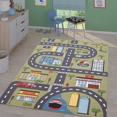 Домашній дитячий килим TT, килим для ігор, килим для хлопчиків і дівчаток, дитячий килим, будинок, автомобілі, вулиця, Колір Розмір (80 x 150 см, зелений 2)