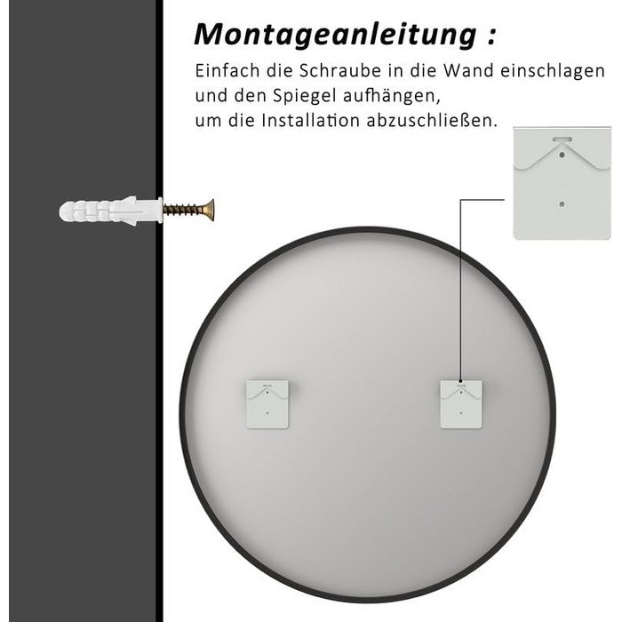 Дзеркало Spiegel для ванної кімнати 40x60 см, чорне, прямокутне, настінне, з металевим каркасом